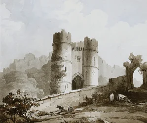 Uitzicht op de Poort van Carisbrooke Kasteel, Isle of Wight