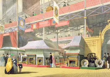 Uitzicht op de Sheffield Hardware-stand en de Great Lane Works-tentoonstellingen op de Grote Tentoonstelling van 1851, uit Dickinsons Comprehensive Pictures