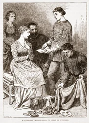 Waldensische missionarissen vermomd als marskramers, illustratie uit The History of Protestantism door James Aitken Wylie (1808-1890), gepubliceerd 1878
