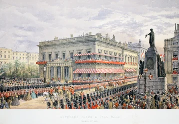 Waterloo Place en Pall Mall, uit A Memorial of the Marriage of Edward VII and Alexandra of Denmark, pub. 1864