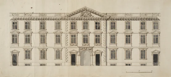 Westgevel van het voorgestelde nieuwe gebouw voor de Garden Quadrangle bij New College, c.1680
