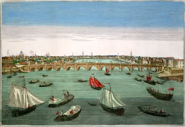 Westminster Bridge, Londen, begin tot midden 18e eeuw