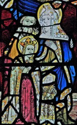 Raam Ew met St. Anna, Joachim, de Maagd Maria en het Christuskind
