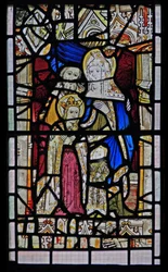Raam Ew met St. Anna, Joachim, de Maagd Maria en het Christuskind