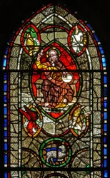 Raam S met Christus in Majesteit omringd door Evangelistensymbolen