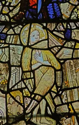 Raam Ww met een samengesteld gevederde cherubim of serafim