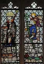 Raam met een heilige koning en St. Christoffel
