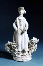 Worcester-figuur van een sportgenoot, ongeverfd, eind 18e eeuw