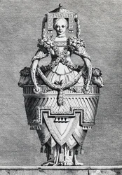 Antropomorfe vaas, Griekse bruid, gravure uit Mascarade la Grecque, Suite des Vases en Cheminees, Parma