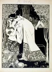 Salomo en Sheba, uit het boek Juda geïllustreerd door Ephraim Moses Lilien (1874-1925). Lilien wordt beschouwd als de vader van de zionistische iconografie, gecreëerd in de Jugendstil (Duitse art nouveau) stijl. Hij illustreerde 