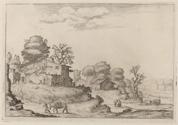 Rustiek Landschap met Boeren en Paarden