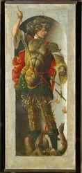 Saint Michael, zuil van een altaar voor Saint Vincent Ferrier, geschilderd voor Bologna door FrancescoCossa ...