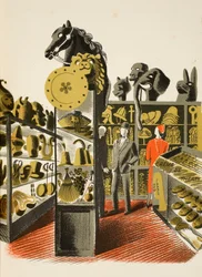 Theaterkostuum en rekwisietenverhuurwinkel, illustratie uit 