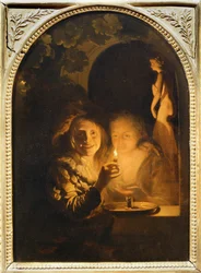 Paar verlicht door een kaars ...