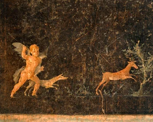 Cupido op hertenjacht. Uit Pompeii, Italië