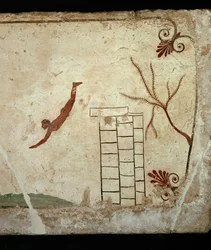 Duiker springt van een toren in zee, een allegorie