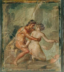Erotisch tafereel, Pompeii, Italië (fresco)