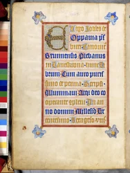 Volledige pagina: omkaderde tekst met ingeweven initiaal 