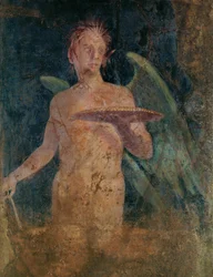 Genie aile - Gevleugeld genie. Frescofragment ...