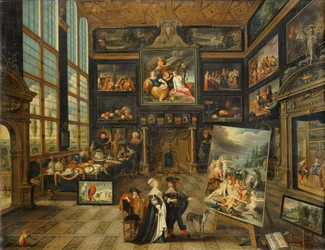 Interieur van een schilderijengalerij ...