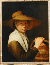 Jong meisje met een mand eieren ...