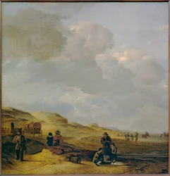Les dunes avec pecheurs au premier plan - Duinen met vissers op de voorgrond ...
