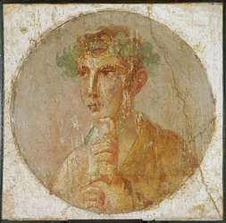 Portret van een jonge man met lauwerkrans, uit Pompeii