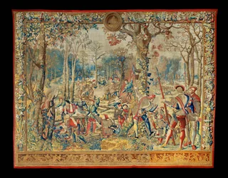 Wandtapijt De jacht van Maximiliaan, een van de twaalf ...