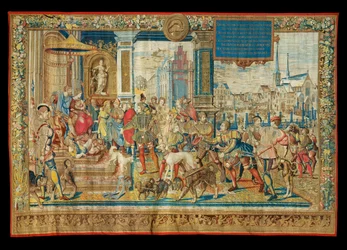 Wandtapijt De jacht van Maximiliaan, een van de twaalf ...