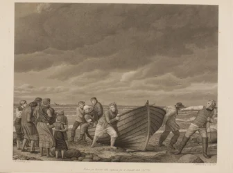 Vissers van Hornbek redden de kapitein van een gestrande boot (A.1775)
