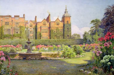 Westgevel en tuinen van Hatfield House, Hertfordshire