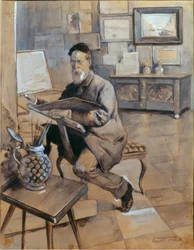 De schilder Bocion in zijn atelier