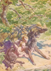 Naar de rivier kwam een wolvin om te drinken, ca. 1912