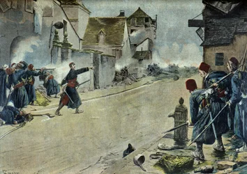 Paul Deroulede bij de slag van Montbeliard (Gravure)