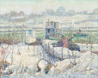 Boothuis, winter, Harlem River, c.1916 (olieverf op doek)