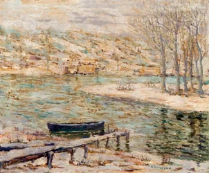 Rivierscène - Boot en Bomen
