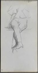 Schetsboek, pagina 37: Figurenstudie, gekruiste benen
