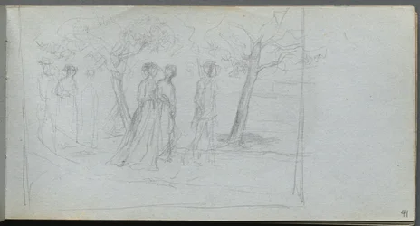 Schetsboek, pagina 41: Figuren in een landschap