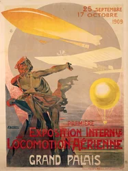 Poster voor eerste internationale tentoonstelling van luchtlocomotie, 25 september - 17 oktober