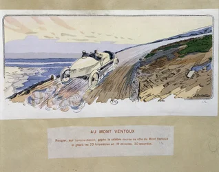 Racen: op Mont Ventoux - tekening door Ernest Montaut (1878-1909)