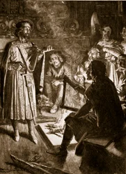 Koning Canute en de dichter, illustratie uit 