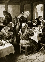 Wimund vertelt zijn avonturen aan de monniken van Byland, 1141, illustratie uit 