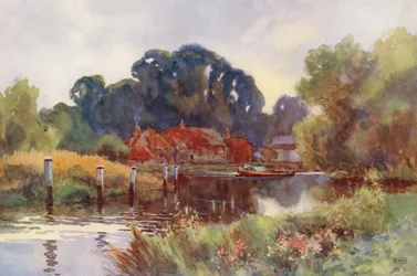 Rivier de Theems: Pangbourne (kleur litho)