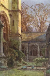 De kloosters, Winchester College (kleur litho)