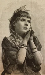 Meisje, gravure door Ernesto Mancastroppa naar foto van L Guidi, uit L