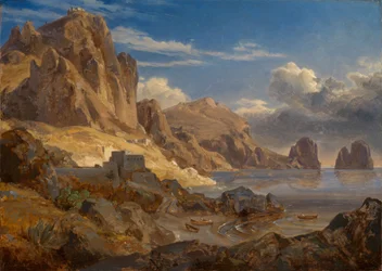 Kust bij Capri met uitzicht op de Faraglioni