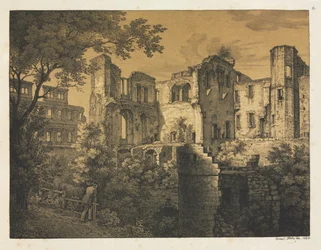 Zes uitzichten van het kasteel van Heidelberg: Westelijk deel