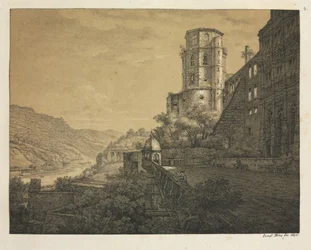 Zes uitzichten op het kasteel van Heidelberg: Binnenplaats, bij de ingang