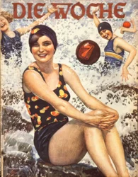 Jonge vrouwen in de golven