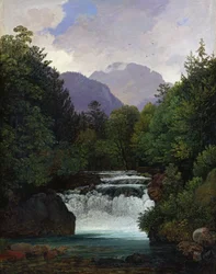 Bergdal met waterval